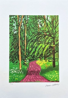 David Hockney - The Arrival of Spring in Woldgate - Road with Trees x/500 - limitovaná edice s certifikátem, 35x50 cm