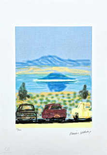 David Hockney - The Yosemite suite - Three Cars 175/500 - limitovaná edice s certifikátem, 35x50 cm