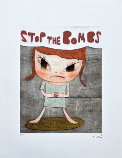 Nara Yoshitomo - Stop the Bombs 70/300 - signováno, číslovaná edice, 50x65 cm