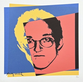 Andy Warhol - Keith Haring modro-žluto-červený 27/500 - signováno, 50x50cm, limitovaná edice CMOA s certifikátem