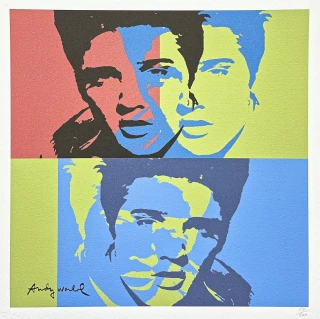 Andy Warhol - Elvis Presley červeno-zeleno-modrý x/500 - signováno, 50x50cm, limitovaná edice CMOA s certifikátem