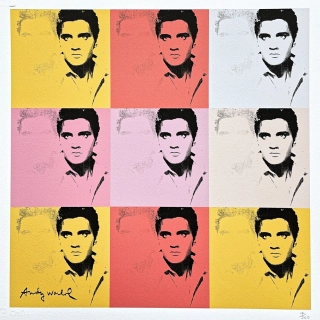 Andy Warhol - Elvis Presley červeno-růžovo-žlutý 14/500 - signováno, 50x50cm, limitovaná edice CMOA s certifikátem