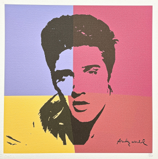 Andy Warhol - Elvis Presley v barevných obdélnících 94/500 - signováno, 50x50cm, limitovaná edice CMOA s certifikátem