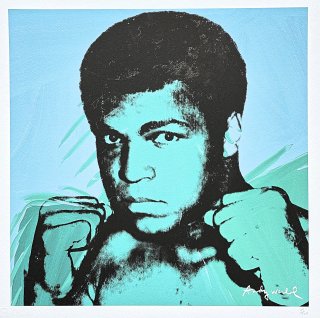 Andy Warhol - Muhammad Ali modrý 41/500 - signováno, 50x50cm, limitovaná edice CMOA s certifikátem