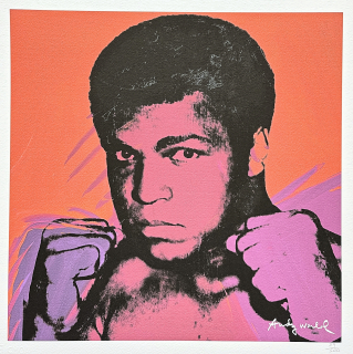 Andy Warhol - Muhammad Ali červený 29/500 - signováno, 50x50cm, limitovaná edice CMOA s certifikátem