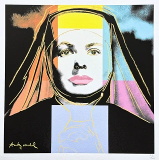 Andy Warhol - Ingrid Bergman as a Nun oranžovo-žlutá x/500 - signováno, 50x50cm, limitovaná edice CMOA s certifikátem