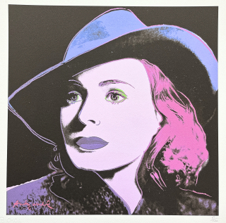 Andy Warhol - Ingrid Bergman růžovo-modrá 61/500 - signováno, 50x50cm, limitovaná edice CMOA s certifikátem