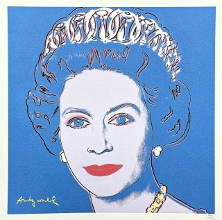 Andy Warhol - Queen Elizabeth II. modrá 202/500 - signováno, 50x50cm, limitovaná edice CMOA s certifikátem