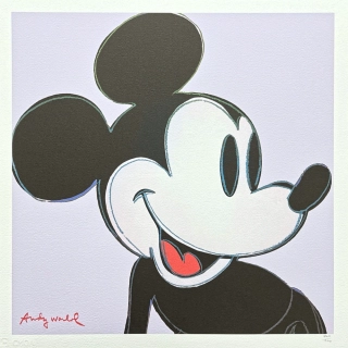 Andy Warhol - Mickey Mouse světle modrošedý 400/500 - signováno, 50x50cm, limitovaná edice CMOA s certifikátem