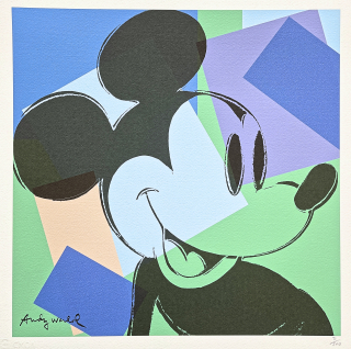 Andy Warhol - Mickey Mouse zeleno-modrý 93/500 - signováno, 50x50cm, limitovaná edice CMOA s certifikátem