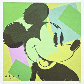 Andy Warhol - Mickey Mouse zeleno-žlutý 374/500 - signováno, 50x50cm, limitovaná edice CMOA s certifikátem