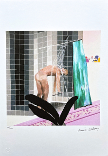 David Hockney - Man in Shower in Beverly Hills 201/500 - limitovaná edice, s certifikátem, 35x50 cm
