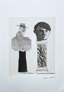 David Hockney - The student: Homage to Picasso 55/500 - limitovaná edice, s certifikátem, 35x50 cm