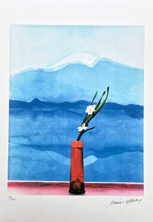 David Hockney - Mount Fuji and Flowers 185/500 - limitovaná edice, s certifikátem, 35x50 cm