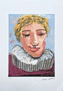 David Hockney - Portrait with blond hair 63/500 - limitovaná edice, s certifikátem, 35x50 cm