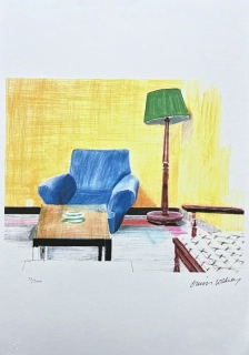 David Hockney - Armchair, table and lamp 22/500 - limitovaná edice, s certifikátem, 35x50 cm