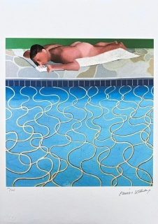 David Hockney - The Sunbather x/500 - limitovaná edice, s certifikátem, 35x50 cm