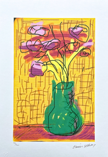 David Hockney - Flower in the green vase 215/500 - limitovaná edice, s certifikátem, 35x50 cm