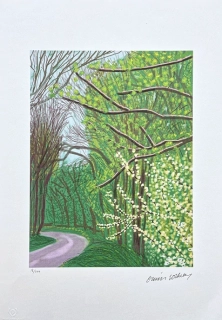 David Hockney - The Arrival of Spring in Woldgate - Trees with Road x/500 - limitovaná edice, s certifikátem, 35x50 cm