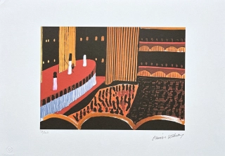 David Hockney - Theatre Hall II 29/500 - limitovaná edice s certifikátem, 50x35 cm