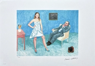 David Hockney - The Photographer and his daughter 101/500 - limitovaná edice s certifikátem, 50x35 cm