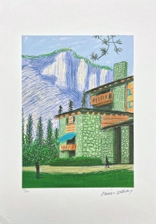 David Hockney - The Yosemite suite - House with green and brown x/500 - limitovaná edice s certifikátem, 35x50 cm