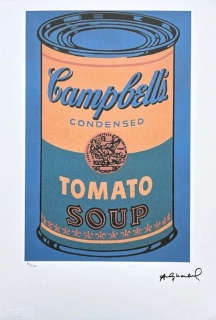 Andy Warhol - Campbell's Soup Tomato Soup červená na modrém pozadí 40/100 - edice Leo Castelli s certifikátem