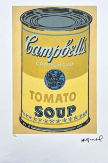 Andy Warhol - Campbell's Soup Tomato Soup žlutá na žlutém pozadí 39/100 - edice Leo Castelli s certifikátem