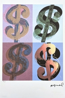 Andy Warhol - 4x Dollar Sign barevný 80/100 - edice Leo Castelli s certifikátem