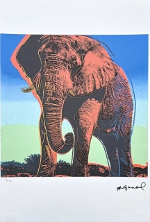 Andy Warhol - Elephnat na zeleno-modrém pozadí 81/100 - edice Leo Castelli s certifikátem
