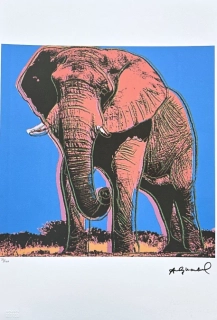 Andy Warhol - Elephnat na modrém pozadí 38/100 - edice Leo Castelli s certifikátem