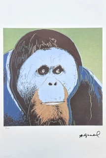 Andy Warhol - Orangutan modrý na zeleném pozadí 5/100 - edice Leo Castelli s certifikátem
