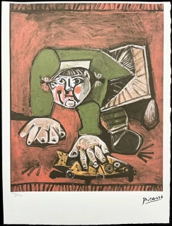 Pablo Picasso - Paloma with celluloid fish 110/250 - signováno, 28.5x38 cm