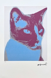 Andy Warhol - The Great Cat Head modrá x/100 - edice Leo Castelli s certifikátem