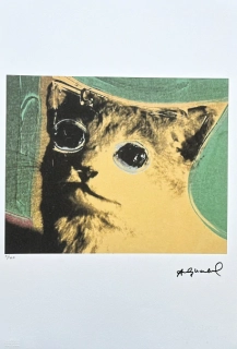 Andy Warhol - Cat žluto-zelená 4/100 - edice Leo Castelli s certifikátem