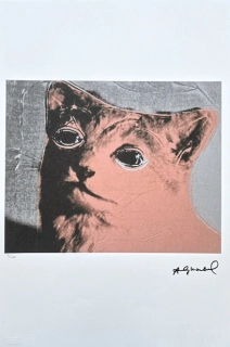 Andy Warhol - Cat růžovo-černá 6/100 - edice Leo Castelli s certifikátem