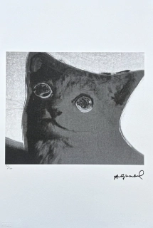 Andy Warhol - Cat šedo-bílá 28/100 - edice Leo Castelli s certifikátem
