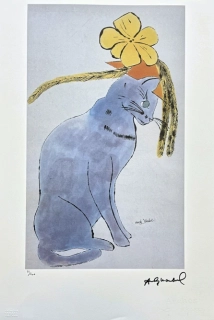 Andy Warhol - Cat Sam with flower x/100 - edice Leo Castelli s certifikátem