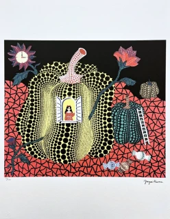 Yayoi Kusama - Hello x/500 - signováno, číslovaná edice, 50x65 cm
