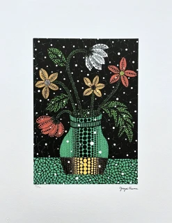 Yayoi Kusama - Flowers in the vase x/500 - signováno, číslovaná edice, 50x65 cm
