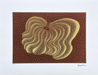 Yayoi Kusama - Dancing Pumpkin hnědá 67/500 - signováno, číslovaná edice, 65x50 cm