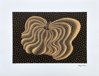 Yayoi Kusama - Dancing Pumpkin černá 40/500 - signováno, číslovaná edice, 65x50 cm