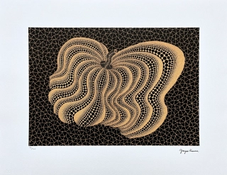 Yayoi Kusama - Dancing Pumpkin černá x/500 - signováno, číslovaná edice, 65x50 cm