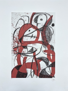 Joan Miró - Untitled red and white 9/150 - limitovaná edice s certifikátem, signováno, 56x76cm