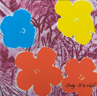 Andy Warhol - Flowers oranžovo-žluté 347/2400 - 60x60cm, limitovaná edice CMOA s certifikátem
