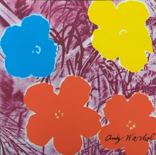 Andy Warhol - Flowers oranžovo-žluté x/2400 - 60x60cm, limitovaná edice CMOA s certifikátem