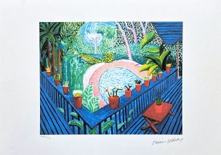 David Hockney - Red pots in the garden 207/500 - limitovaná edice s certifikátem, 50x35 cm