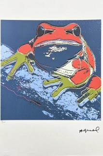 Andy Warhol - Tree Frog červená na modrém pozadí 29/100 - edice Leo Castelli s certifikátem