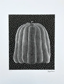 Yayoi Kusama - White pumpkin x/500 - signováno, číslovaná edice, 50x65 cm