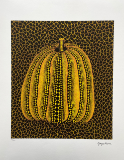 Yayoi Kusama - Yellow pumpkin on black II 113/500 - signováno, číslovaná edice, 50x65 cm